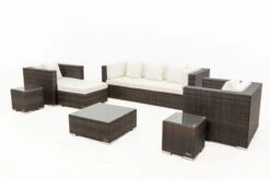 OUTFLEXX Loungemöbel-Set, Braun Marmoriert, Polyrattan, 6 Pers, Wasserfeste Kissenbox, Inkl. Beistelltisch -Gartenmöbel 10 16063 BOX B.jpg