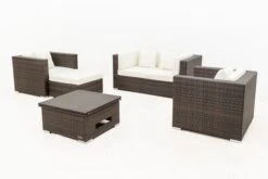 OUTFLEXX Loungemöbel-Set, Polyrattan, Braun Marmoriert, 5 Pers, Wasserfeste Kissenbox, Inkl. Loungetisch -Gartenmöbel 10 16066 BOX D.jpg