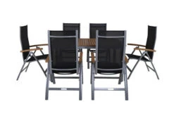 VILLANA Esstischgarnitur, Silber/schwarz, Alu/ FSC-Akazienholz, Ausziehtisch 150/200 Cm, 6 Multipositionssessel 25 VILLANA Esstischgarnitur, Silber/schwarz, Alu/ FSC-Akazienholz, Ausziehtisch 150/200 Cm, 6 Multipositionssessel -Gartenmöbel 10 16462.jpg