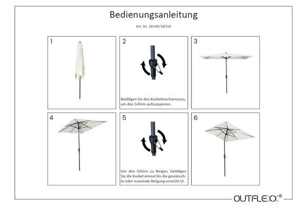 OUTFLEXX Mittelstockschirm, Hellgrau, Pulverbesch. Aluminium/Polyester PA-beschichtet, 270x150cm 12 OUTFLEXX Mittelstockschirm, Hellgrau, Pulverbesch. Aluminium/Polyester PA-beschichtet, 270x150cm – Bild 12