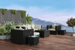 OUTFLEXX Loungemöbel-Set, Braun, Polyrattan, Für 6 Personen, Inkl. Loungetisch, Wasserfeste Kissenbox