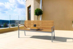 Bestseller 9 OUTFLEXX Gartenbank, FSC-Teakholz/Edelstahl, 3-Sitzer, 160x55x80cm