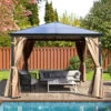 OUTFLEXX Profi Hardtop Pavillon, Grau, Aluminium, 3 X 3m Mit Seitenteilen Und Insektennetz