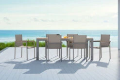 OUTFLEXX Set, Taupe, Edelstahl/Teak, Esstisch 200 X 90 Cm, 6 Stapelstühle -Gartenmöbel 14213 2 CGI.jpg