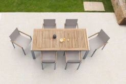 OUTFLEXX Set, Taupe, Edelstahl/Teak, Esstisch 200 X 90 Cm, 6 Stapelstühle -Gartenmöbel 14213 3 CGI.jpg