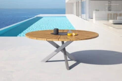 OUTFLEXX Esstisch, Edelstahl/FSC-Teakholz, Ø 170cm, Inkl. Drehbarer Granitplatte Und Eiskühler -Gartenmöbel 16027 2 CGI.jpg