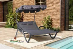 OUTFLEXX Doppelliege, Anthrazit, Polyester/Stahl Pulverbeschichtet, 205x138x34cm, Inkl. Nackenkissen, Rollbar -Gartenmöbel 16102 01.jpg