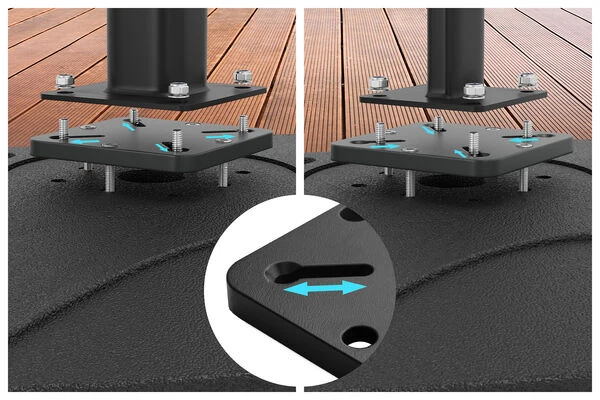 OUTFLEXX Adapterplatte Für Schirmständer Und Bodenanker, Anthrazit, Alu, 16x16x1,5cm, Lochabstand 64-113mm 5 OUTFLEXX Adapterplatte Für Schirmständer Und Bodenanker, Anthrazit, Alu, 16x16x1,5cm, Lochabstand 64-113mm – Bild 5