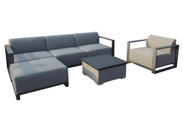 OUTFLEXX Loungeset, Flanelle, Alu/Sunbrella, Für 5 Personen, Höhenverstellbarer Loungetisch 18 OUTFLEXX Loungeset, Flanelle, Alu/Sunbrella, Für 5 Personen, Höhenverstellbarer Loungetisch – Bild 18