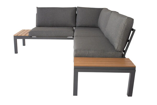 VILLANA Eck-Loungegruppe, Anthrazit/grau Meliert, Alu/Holzimitat/Polyester, 5 Personen, Inkl. Kissen 17 VILLANA Eck-Loungegruppe, Anthrazit/grau Meliert, Alu/Holzimitat/Polyester, 5 Personen, Inkl. Kissen – Bild 17