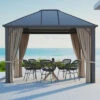 OUTFLEXX Profi Hardtop Pavillon, Grau, Aluminium, 3 X 3,6m Mit Seitenteilen Und Insektennetz