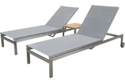 OUTFLEXX 2er-Set Rollliege, Silber, Edelstahl/Teak, 212x71x36 Cm, Mit Beistelltisch 45x45cm -Gartenmöbel 1 14170.jpg