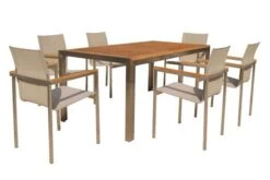 OUTFLEXX Set, Taupe, Edelstahl/Teak, Esstisch 200 X 90 Cm, 6 Stapelstühle -Gartenmöbel 1 14213.jpg