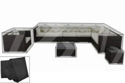 OUTFLEXX Premium Abdeckhauben Set Für Lounge TheBox-B: 1301/ 1380/ 1745/ 16067, Schwarz, Wasserbeständig