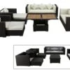 OUTFLEXX Loungemöbel-Set, Braun, Polyrattan, Für 9 Personen, Inkl. Loungetisch, Wasserfeste Kissenbox