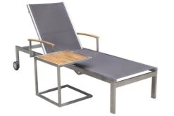 OUTFLEXX Sonnenliegen-Set, Taupe, Edelstahl/FSC-Teak, 195,5x74x35cm, Mit Armlehnen, Inkl. Beistelltisch 45x45cm -Gartenmöbel 1 16547.jpg
