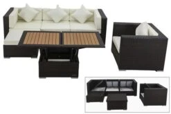 OUTFLEXX Loungemöbel-Set, Braun, Polyrattan, Für 5 Personen, Inkl. Loungetisch, Wasserfeste Kissenbox -Gartenmöbel 1 1713 BOX D.jpg
