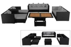 OUTFLEXX Loungemöbel-Set, Schwarz, Polyrattan, Für 9 Personen, Inkl. Loungetisch, Wasserfeste Kissenbox -Gartenmöbel 1 1716 BOX D.jpg