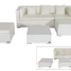 OUTFLEXX Loungemöbel-Set, Weiß, Polyrattan, 5 Personen, Wasserfeste Kissenbox, Inkl. Kaffeetisch