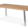 OUTFLEXX Esstisch, Edelstahl/recyceltes FSC®-Teak, 220x100cm, A-Gestell, Rustikal Gebürstet