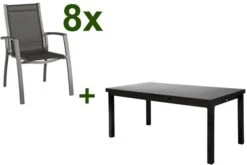 KETTLER Altura Esstischgarnitur, Anthrazit, Alu/Textilene, Tisch 180/240x100cm, 8 Stapelsessel
