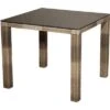Ploß Rabida Dining Tisch, Champagner-meliert, Polyrattan, 90 X 90 Cm, Glasplatte In Steinoptik