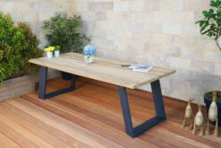 Bestseller 1 OUTFLEXX Esstisch, Dark Grey/natur, Alu/recycled FSC®-Teak, 240x100x76cm, Rustikal Gebürstet