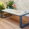 OUTFLEXX Kona Esstisch, Dark Grey/natur, Alu/recycled FSC®-Teak, 240x100x76cm, Rustikal Gebürstet, U-Gestell