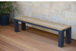 Bestseller 3 OUTFLEXX Oxford Bank, Dark Grey/natur, Alu/recycled FSC®-Teak, 190x40x45cm, Rustikal Gebürstet