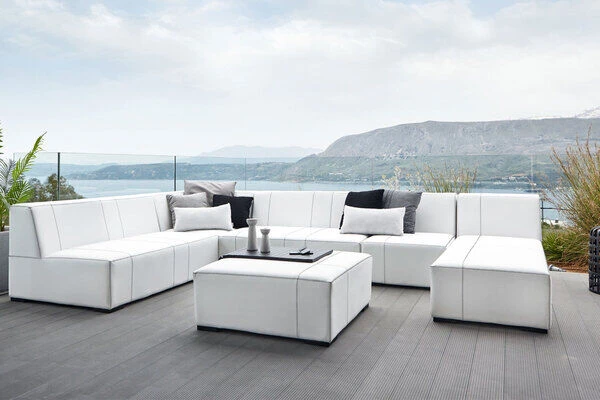 OUTFLEXX Moodz Loungeset, Natte-weiß 10020, Sunbrella, 7-8 Personen, U-Form 1 OUTFLEXX Moodz Loungeset, Natte-weiß 10020, Sunbrella, 7-8 Personen, U-Form