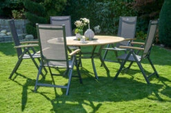 HARTMAN Provence / Aruba Sitzgruppe, Xerix/anthrazit, Alu/Teakholz, 4x4 Textilen, 5 Multipos, Ø150cm, Inkl. Eiskühler