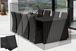 OUTFLEXX Premium Abdeckhaube Für Sitzgruppen Z.B. 20122/ 20834, 270x170x80cm, Wasserbeständig, Schwarz