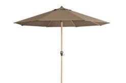 DOPPLER Alu Wood Mittelstockschirm, Greige, Alu/Polyester, 350cm, Mit Kurbel, Holzoptik