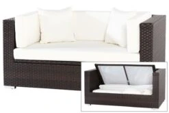 Bestseller 11 OUTFLEXX 2-Sitzer Sofa, Braun, Polyrattan, 152x85x70cm, Inkl. Polster, Wasserfeste Kissenbox