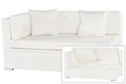 OUTFLEXX 2-Sitzer Ecksofa, Weiß, Polyrattan, 145x85x70cm, Armlehne Re, Inkl. Polster, Wasserfeste Kissenbox