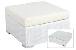 Bestseller 11 OUTFLEXX Beistelltisch/Hocker, Weiß, Polyrattan, Inkl. Glasplatte Und Polster