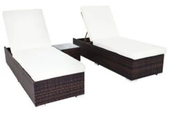 Bestseller 7 OUTFLEXX 2er-Set Sonnenliegen, Braun Marmoriert, Polyrattan, Je 200x70x45cm, Mit Beistelltisch