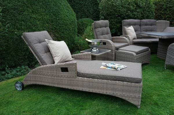 Ploß Rabida Comfort Rollliege, Champagner-meliert, Polyrattan, 198x68x44cm, Verstellbar, Hohe Sitzhöhe 20 Ploß Rabida Comfort Rollliege, Champagner-meliert, Polyrattan, 198x68x44cm, Verstellbar, Hohe Sitzhöhe – Bild 20