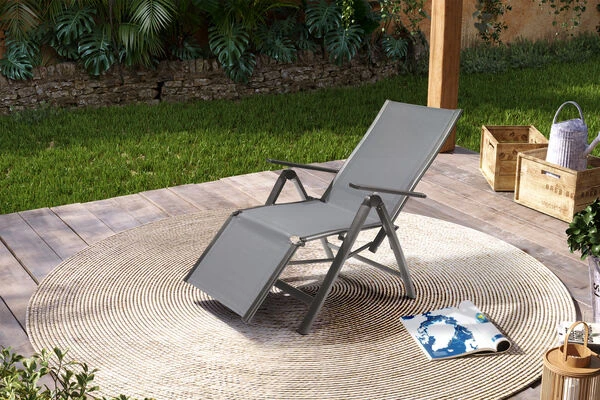 OUTFLEXX Relaxsessel, Anthrazit/grau, Alu/Textilene, 67x71x45cm 2 OUTFLEXX Relaxsessel, Anthrazit/grau, Alu/Textilene, 67x71x45cm – Bild 2