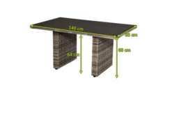 Ploß Rabida Lounge-Tisch, Champagner-meliert, Polyrattan, 140x85cm, Glasplatte In Steinoptik -Gartenmöbel 21637 5.jpg