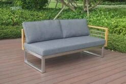 OUTFLEXX Ecklounge, Natur/grau, Edelstahl/Teak, 5 Personen, Inklusive Sessel Und Multifunktionstisch 100 X 70 Cm, Lehne Links -Gartenmöbel 21650 1.JPG