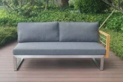 OUTFLEXX 2-Sitzer Sofa, Natur / Grau, FSC-Teak / Edelstahl / Olefin, 165x74x64 Cm, Armlehne Links -Gartenmöbel 21650 2.JPG 2
