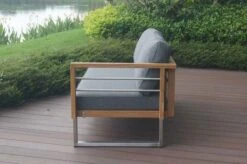 OUTFLEXX Ecklounge, Natur/grau, Edelstahl/Teak, 5 Personen, Inklusive Sessel Und Multifunktionstisch 100 X 70 Cm, Lehne Links -Gartenmöbel 21650 3.JPG 1