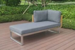 OUTFLEXX Ecklounge, Natur/grau, Edelstahl/Teak, 5 Personen, Inklusive Sessel Und Multifunktionstisch 100 X 70 Cm, Lehne Links -Gartenmöbel 21652 1.JPG 1