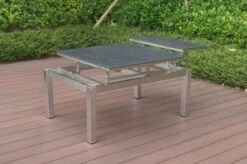 OUTFLEXX Multifunktionstisch, Grau Marmoriert, Glaskeramik / Edelstahl, 100/118x70/90x45/60cm, Platten Mehrfach Verstellbar -Gartenmöbel 21657 1.JPG