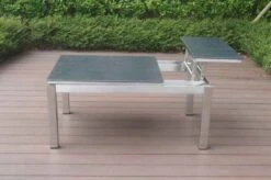 OUTFLEXX Multifunktionstisch, Grau Marmoriert, Glaskeramik / Edelstahl, 100/118x70/90x45/60cm, Platten Mehrfach Verstellbar -Gartenmöbel 21657 12.JPG