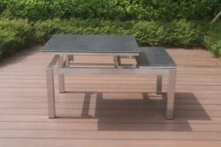 OUTFLEXX Multifunktionstisch, Grau Marmoriert, Glaskeramik / Edelstahl, 100/118x70/90x45/60cm, Platten Mehrfach Verstellbar -Gartenmöbel 21657 13.JPG