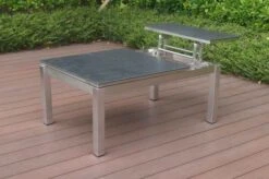 OUTFLEXX Multifunktionstisch, Grau Marmoriert, Glaskeramik / Edelstahl, 100/118x70/90x45/60cm, Platten Mehrfach Verstellbar -Gartenmöbel 21657 3.JPG