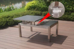 OUTFLEXX Multifunktionstisch, Grau Marmoriert, Glaskeramik / Edelstahl, 100/118x70/90x45/60cm, Platten Mehrfach Verstellbar -Gartenmöbel 21657 4.JPG