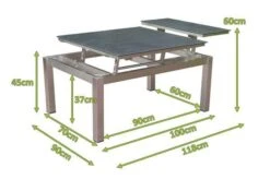 OUTFLEXX Multifunktionstisch, Grau Marmoriert, Glaskeramik / Edelstahl, 100/118x70/90x45/60cm, Platten Mehrfach Verstellbar -Gartenmöbel 21657 5 mass.JPG